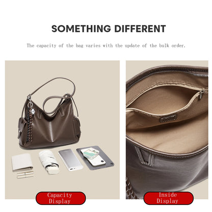 Damen Schultertasche aus weichem PU-Leder im Retro-Stil mit großer Kapazität