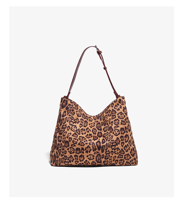 Damen Schultertasche Groß Kapazität Oversize Leopardendruck Modische Tote Tasche
