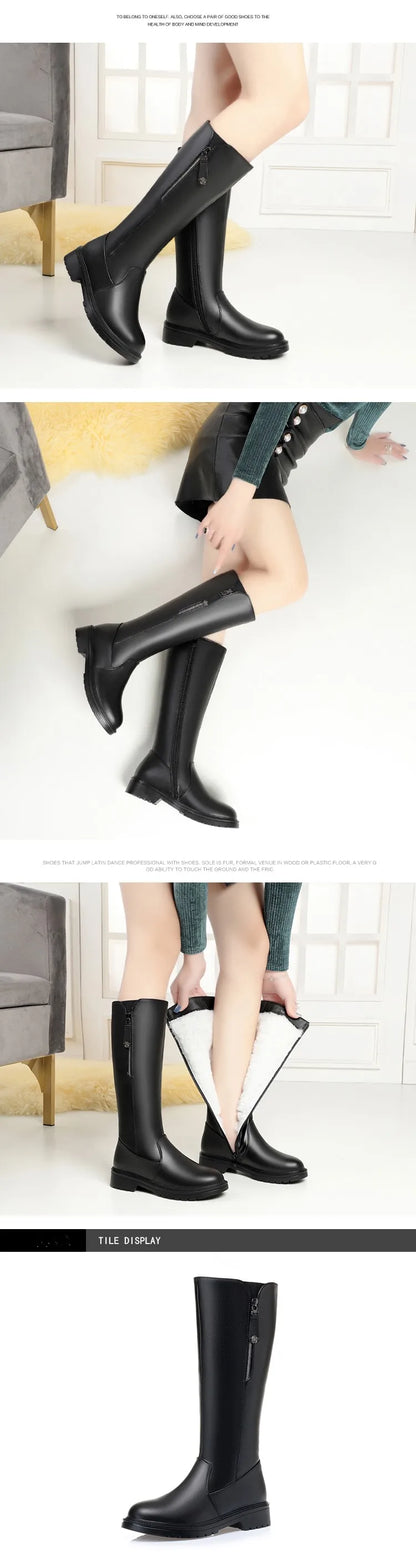 AIYUQI Women Long Boots Genuine Leather 2025 New Fashion Winter Warm Women's High Boots Large Size Non-Slip Women's Snow Boots