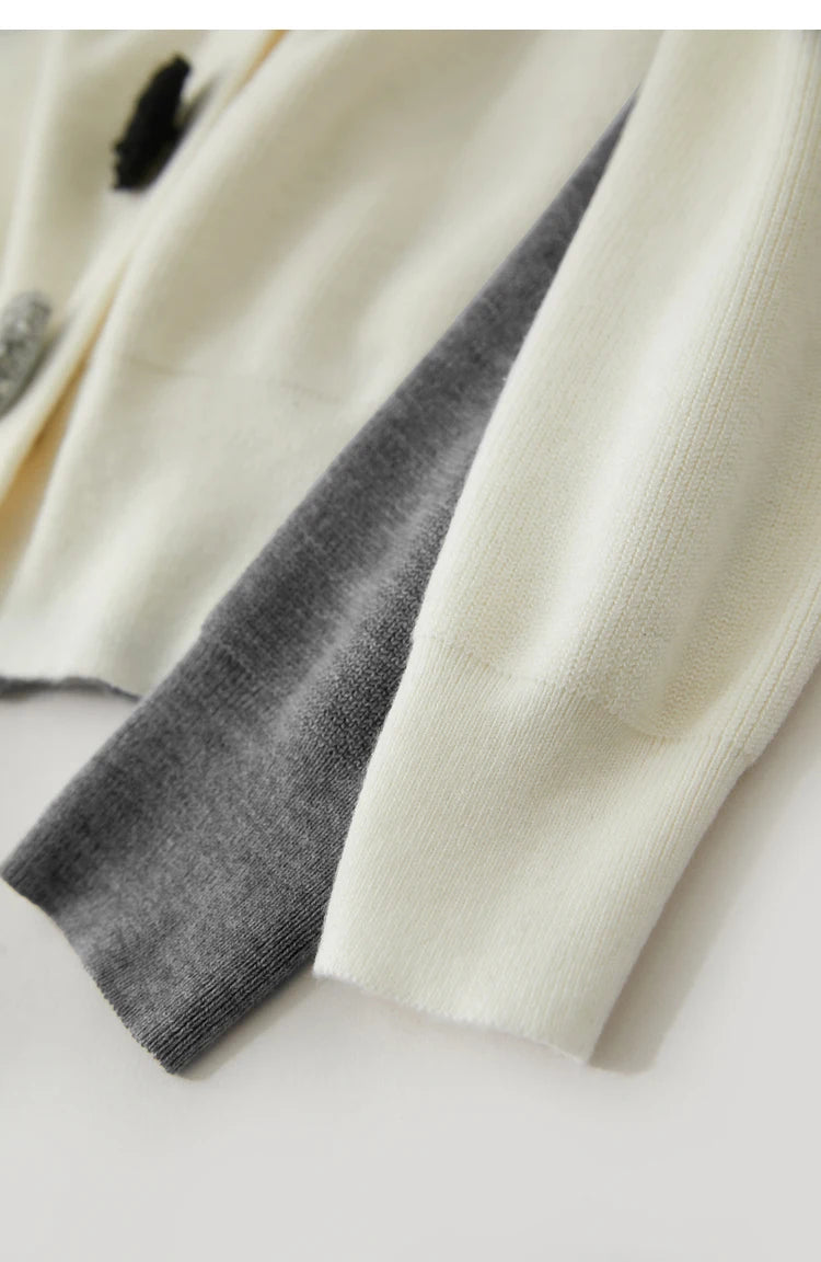 Damen-Strickjacke V-Ausschnitt Stickerei locker Langarm Herbst