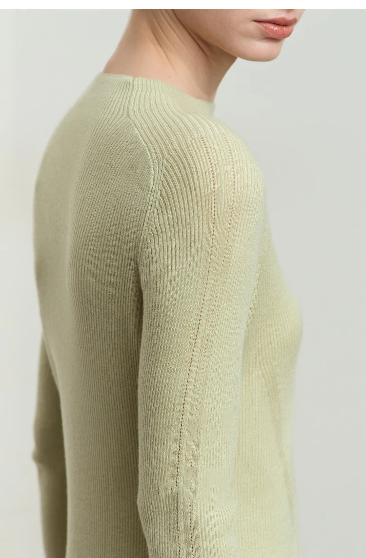Damen-Halbrollkragen-Pullover Slim Raglan Wolle-Mix Herbst-Winter