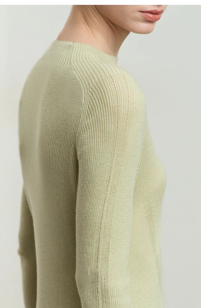 Damen-Halbrollkragen-Pullover Slim Raglan Wolle-Mix Herbst-Winter