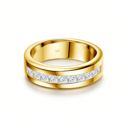Paar-Ehering aus 925er Silber mit Moissanit für Verlobung und Hochzeit Romantischer Langlebiger Schmuck