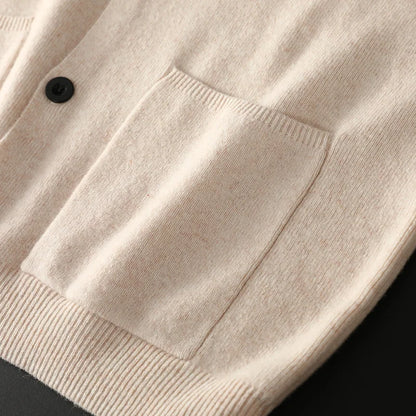 2024 neue Mode Wolle Strickjacke Mantel Top Herren Revers Business Casual Strickpullover Trend Hot Frühling und Herbst gestreift Langarm