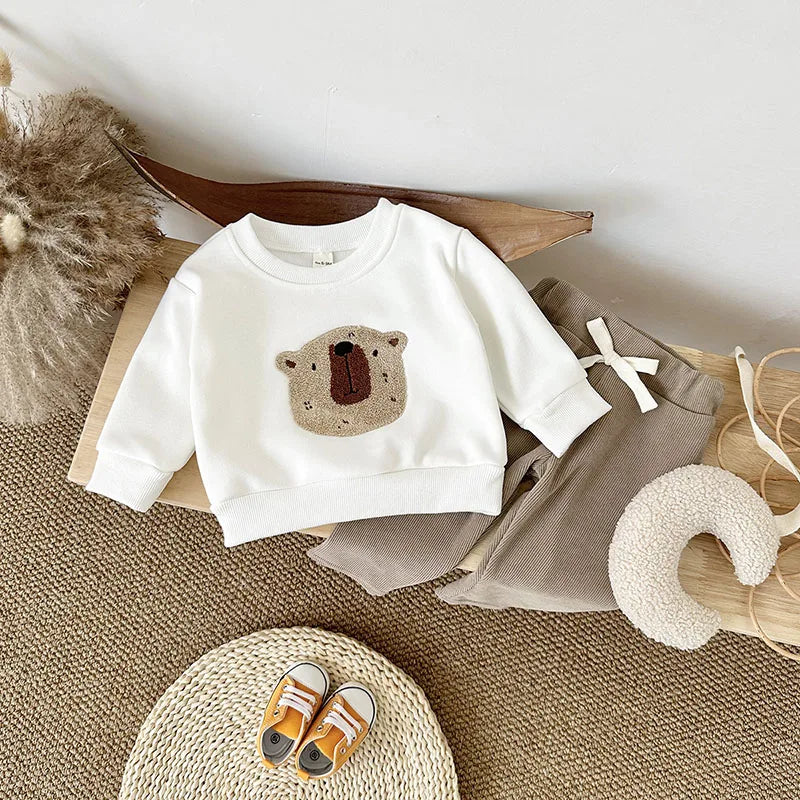 Unisex Baby Outfit Set mit Nette Bär Fleece Hoodie und Hosen