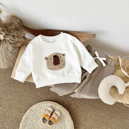 Unisex Baby Outfit Set mit Nette Bär Fleece Hoodie und Hosen