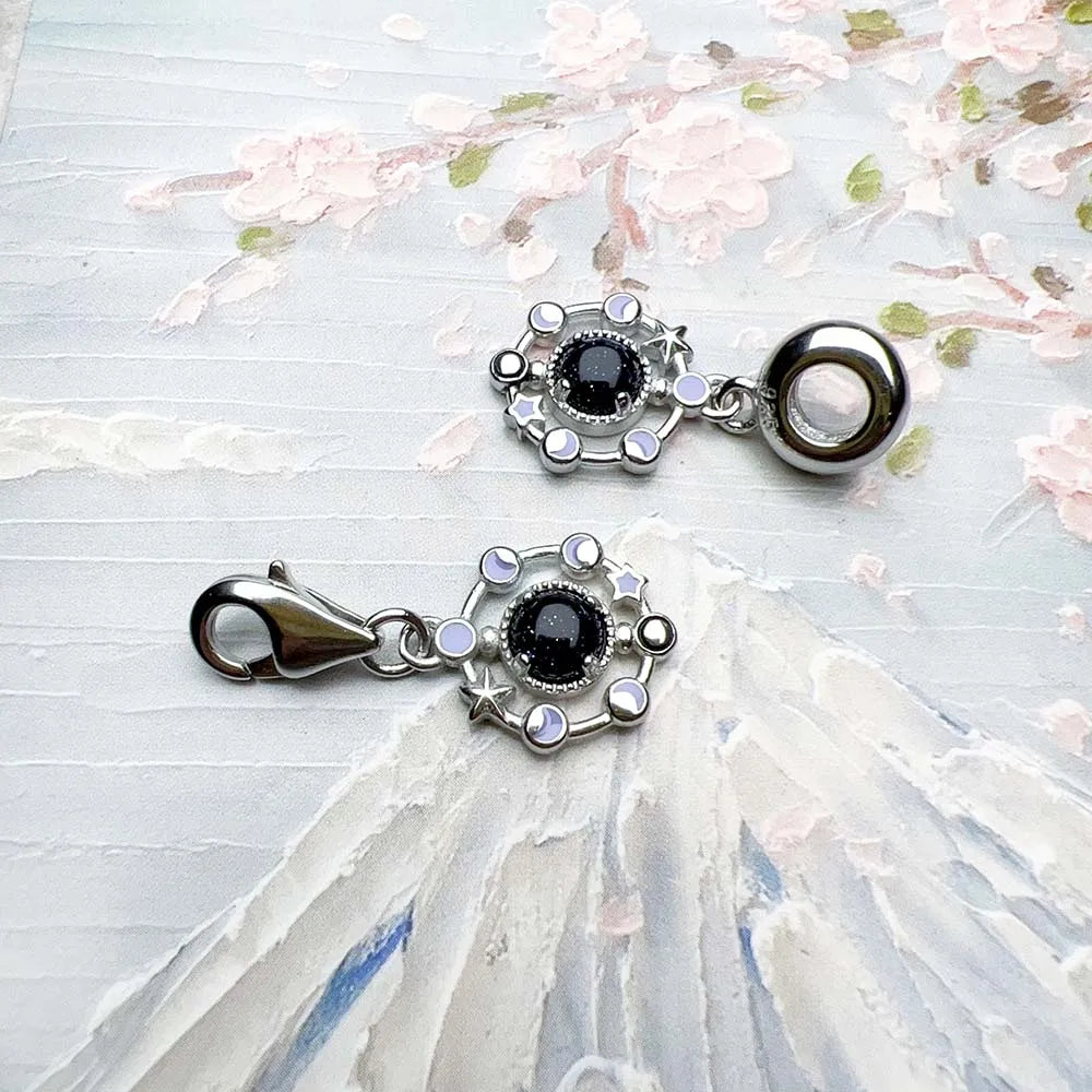 Damen-Charm-Anhänger Mondphasen handgefertigt aus Sterlingsilber