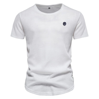 Herren T-Shirt aus Waffelstoff im einfarbigen Casual-Stil für den Sommer