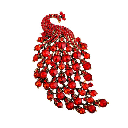 Brosche Pfau Kristall Emaille Tier Anstecknadel Damen