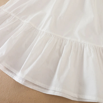 Mädchenkleid mit marineblauer Schleife, 100 % Baumwolle, kurzärmeliges, plissiertes Hemdkleid für lässige Schulkleidung, 5–12 Jahre, Sommerkleidung