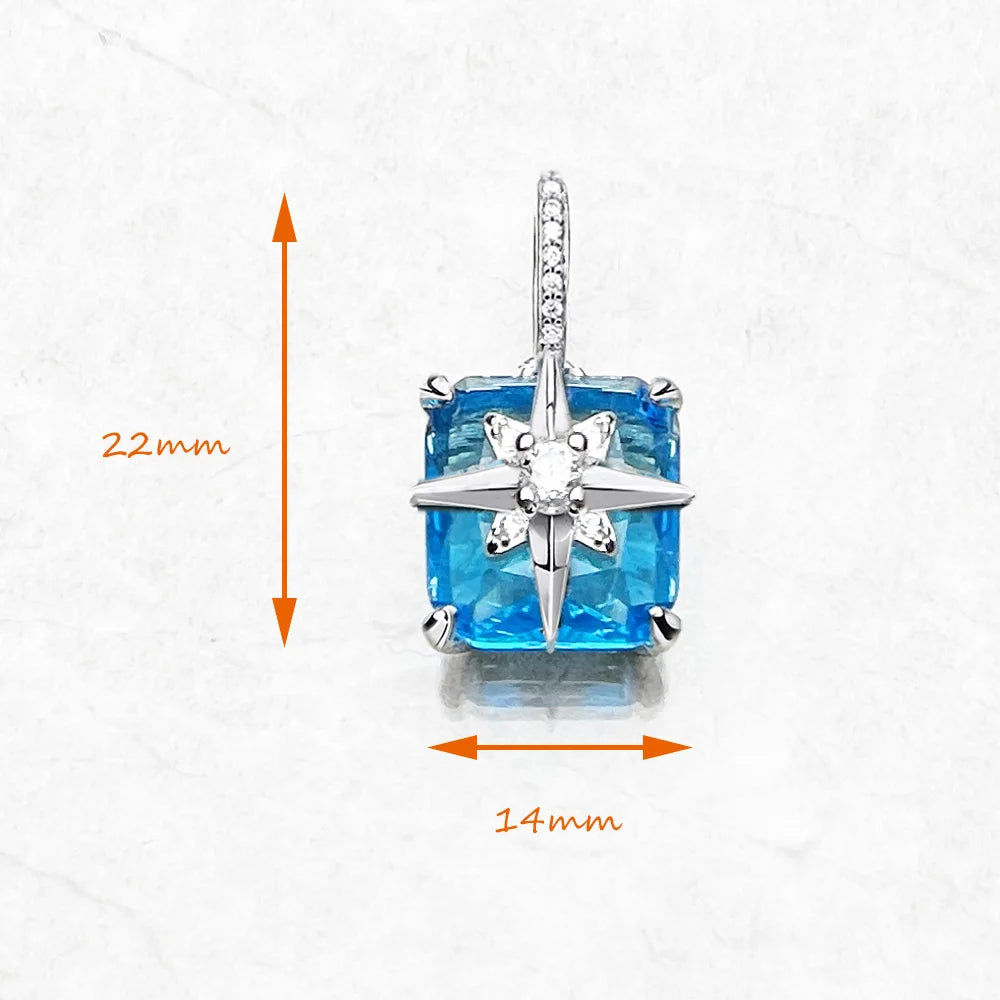Damen-Charm-Anhänger Stern blauer Stein trendig aus Sterlingsilber