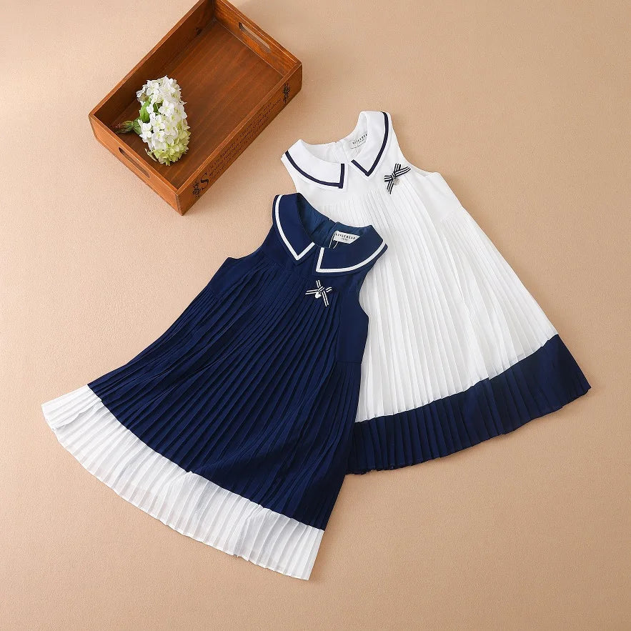 Mädchen Kleider Ärmellose Sommer Chiffon Plissee Kleidung Kinder Kleider Baby Mädchen Einteiliges Kleid