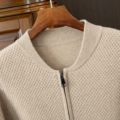 Herren-Strickjacke mit Baseball-Kragen, 100 % reine Wolle, Herren 2024, Herbst und Winter, verdickter lässiger Strickpullover, Jacke, Outdoor-Blazer