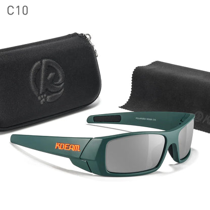 Sonnenbrille Angeln schwarz photochrom Nachtsicht Totenkopf-Etui Herren