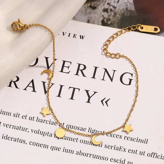 Damen-Armband mit Mond und Stern aus Edelstahl