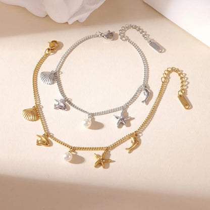 Damen-Charm-Armband mit Ozean-Motiven aus Edelstahl