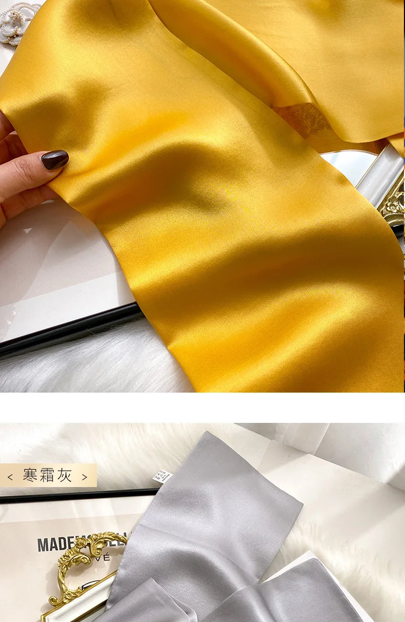 Damen Seidenschal dünn Taschenband Foulard Haarband Stirnband bedruckt B