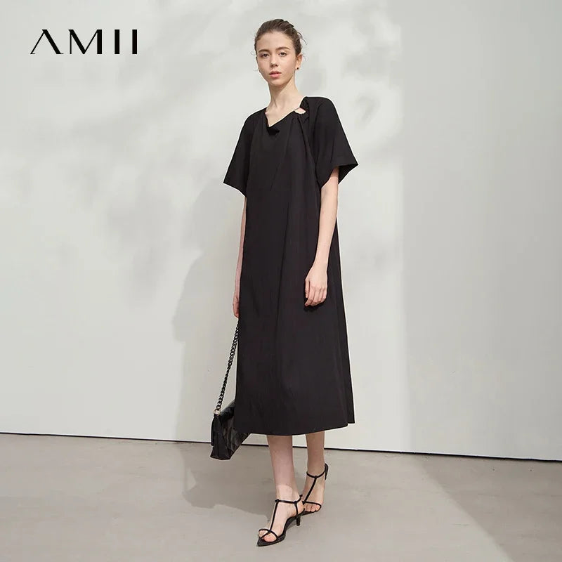 Elegantes Viskose Damenkleid Mit Lässigem Schnitt Und Flachen V Ausschnitt