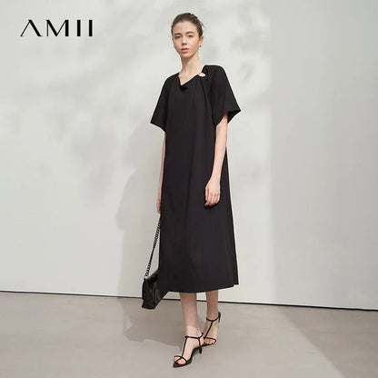 Elegantes Viskose Damenkleid Mit Lässigem Schnitt Und Flachen V Ausschnitt