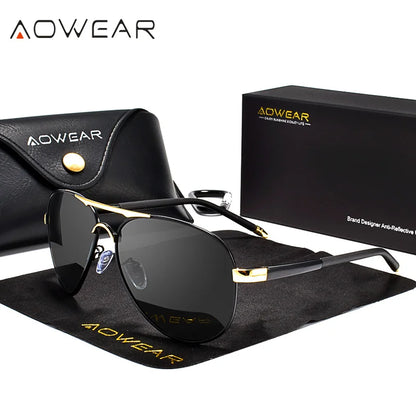 AOWEAR männer Luftfahrt Sonnenbrille Männer Polarisierte Spiegel Sonnenbrille für Mann HD Fahren Pilot Sonnenbrille lunettes de soleil homme