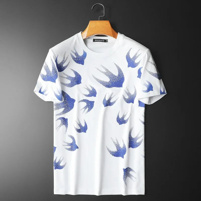 Herren T-Shirt mit Retro-Diamantdruck für Sommer und Freizeitaktivitäten