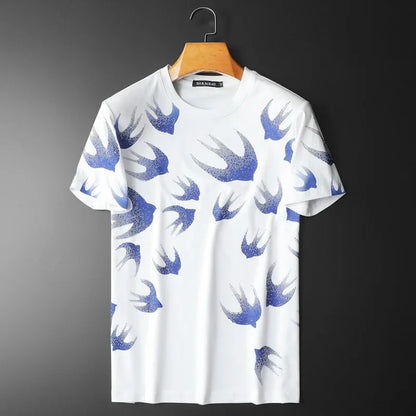 Herren T-Shirt mit Retro-Diamantdruck für Sommer und Freizeitaktivitäten