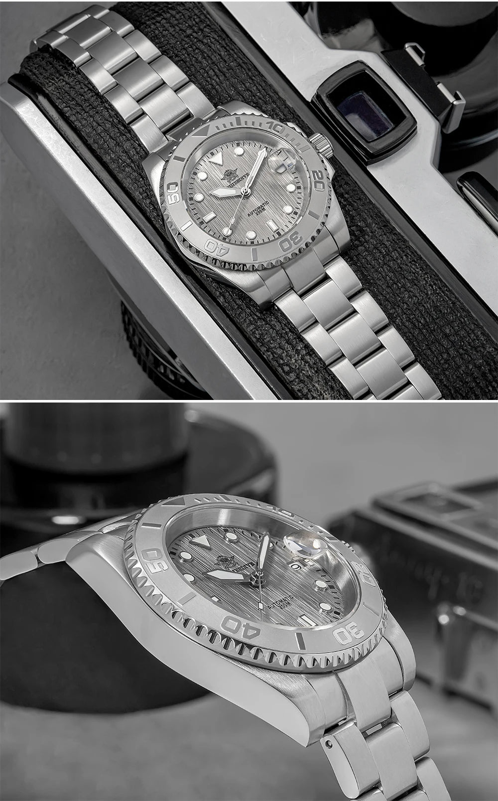 Herren-Taucheruhr mit 3D-Zifferblatt und NH35A-Automatikwerk