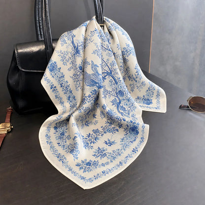 Damen Seidenschal 53cm klein quadratisch Haarband Kopftuch Halstuch Bandana D