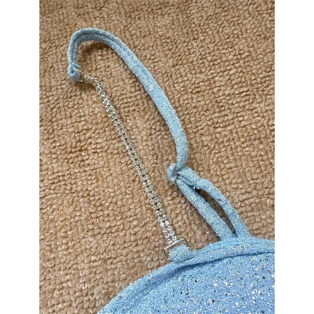 Damen Badeanzug Bauch-Cut-Out Metallring hoher Beinausschnitt Monokini gepolstert