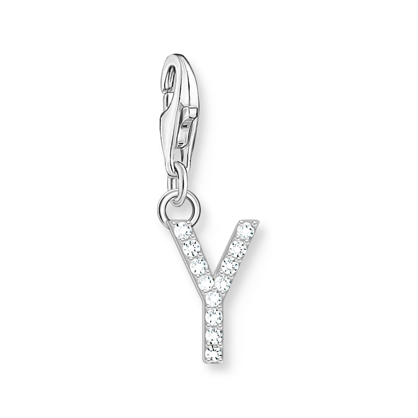 Damen-Charm-Anhänger Buchstaben weißer Stein klassisch aus Sterlingsilber