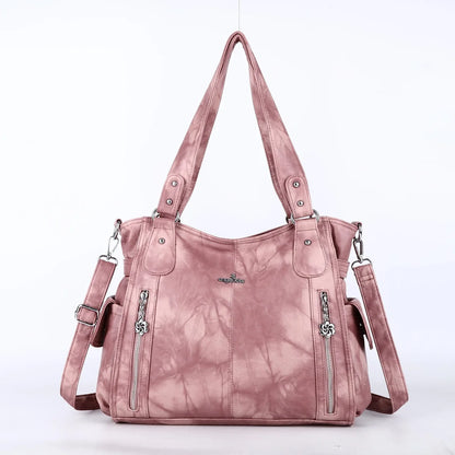 Damen-Handtasche Aus Denim Im Vintage-Look Große Schultertasche Mit Top-Griff Und Tragegurt