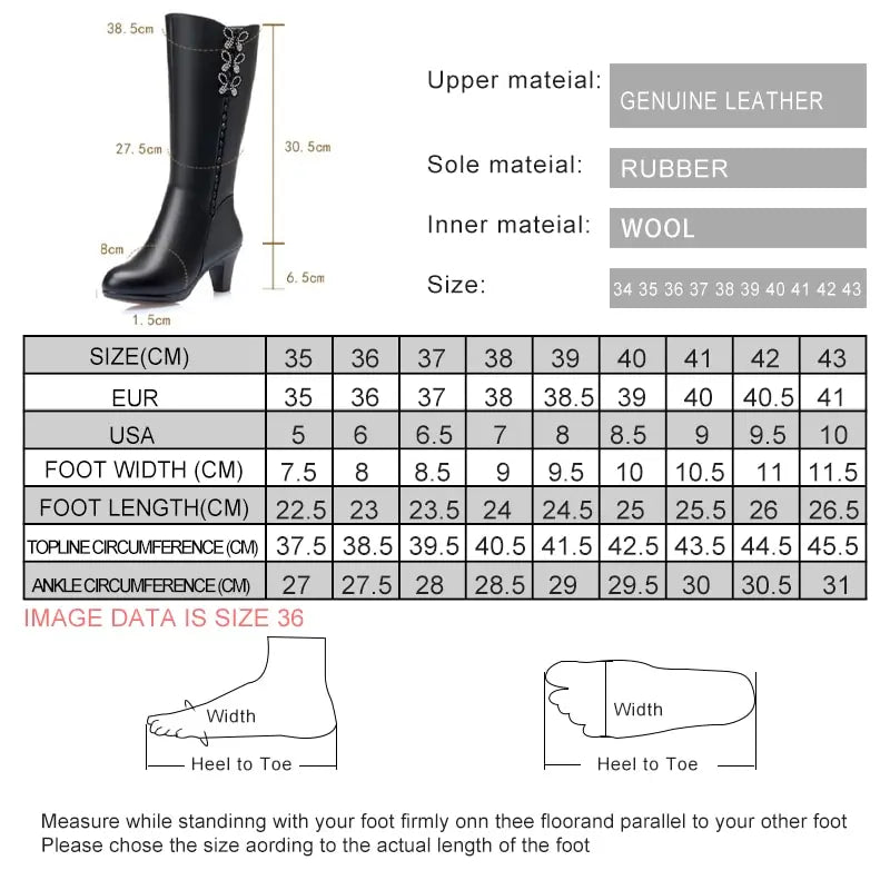 AIYUQI Women High Boots Shiny 2025 New Genuine Leather Wool Warm Women Winter Boots High Heel Fashion Office Boots Women
