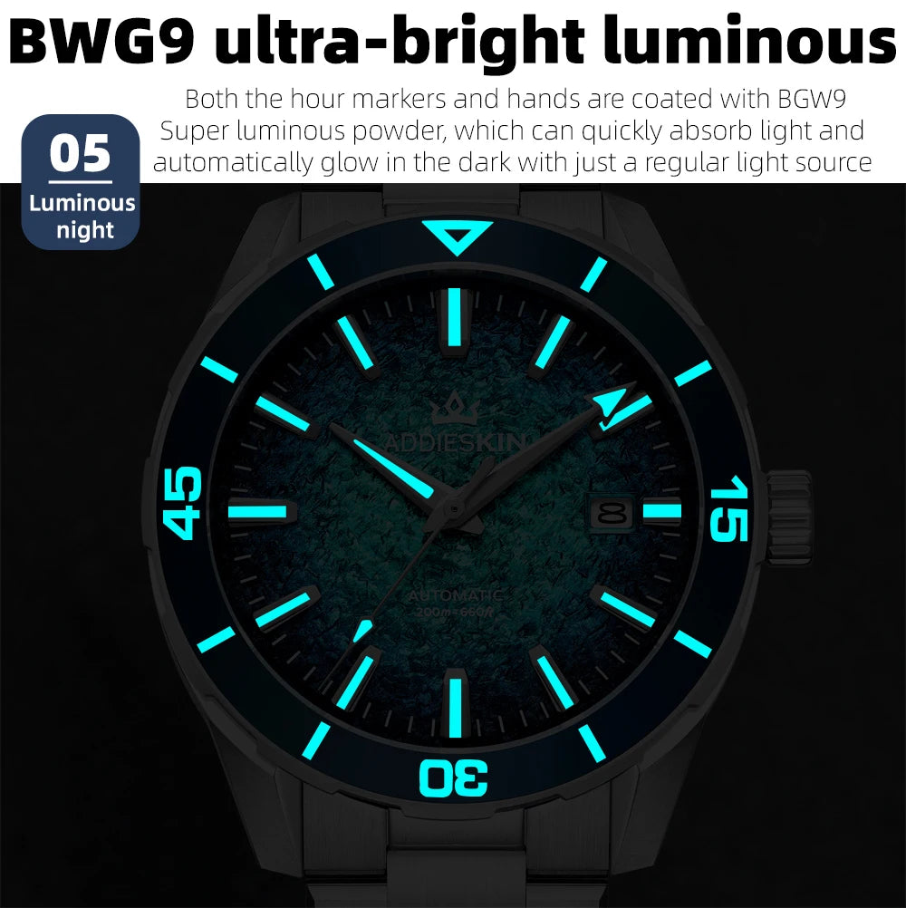 Herren-Taucheruhr mit Miyota-9015-Automatikwerk und Saphirglas