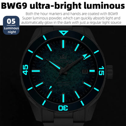 Herren-Luxus-Taucheruhr mit Japan-9015-Werk und Saphirglas