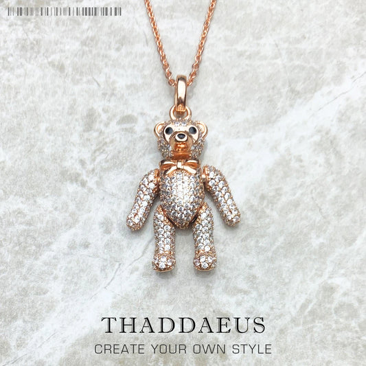 Damen-Halskette Teddybär Roségold süß aus Sterlingsilber
