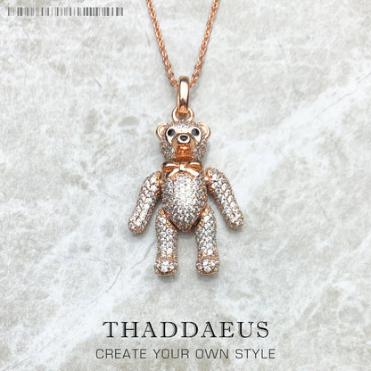 Damen-Halskette Teddybär Roségold süß II aus Sterlingsilber