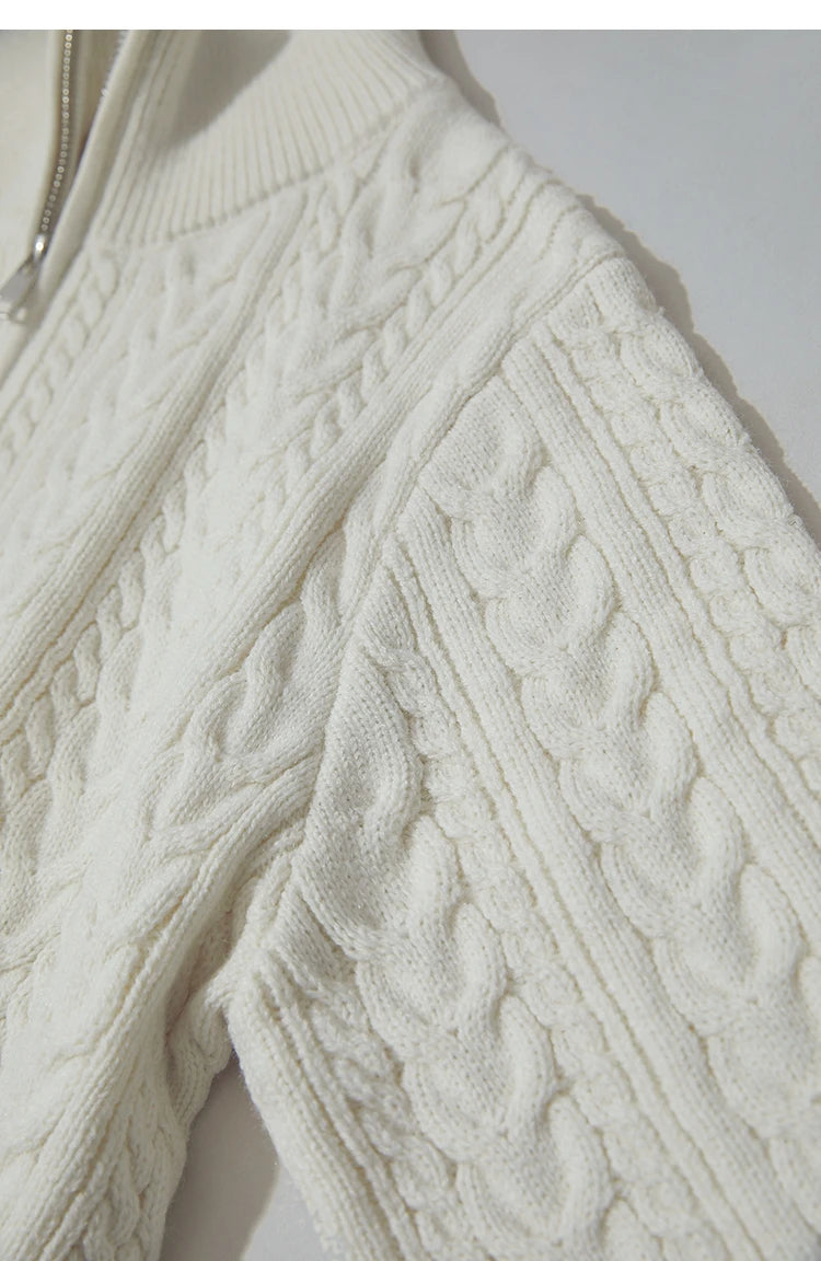 Damen-Rollkragen-Strickjacke Reißverschluss schlank Herbst