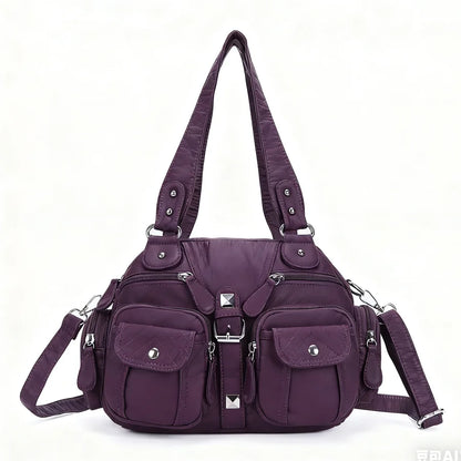 Damen-Satchel-Tasche aus PU-Leder mit Mehrfach-Innenfächern geeignet für Alltag und Freizeit