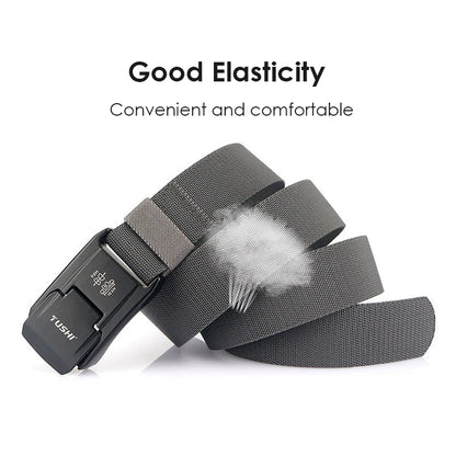 Herren-Gürtel Aus Elastischem Nylon Mit Matte Metall-Schnalle Und Schnellverschluss Für Alltag