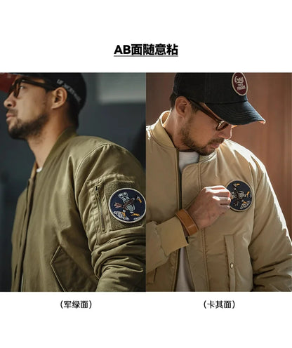 Herren Fliegerjacke Maden Reversible Baseballkragen Herbst Winter Verdickte Mäntel