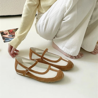 AIYUQI Damensandalen 2025, neue Mesh-atmungsaktive, rutschfeste Mary Jane-Damenschuhe, große flache Fischerschuhe für Damen