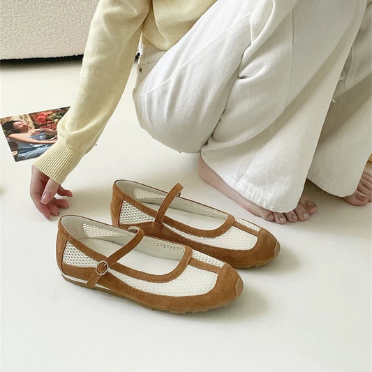 AIYUQI Damensandalen 2025, neue Mesh-atmungsaktive, rutschfeste Mary Jane-Damenschuhe, große flache Fischerschuhe für Damen