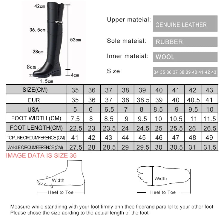 AIYUQI Winter Boots Women Knee High Long Boots Genuine Leather Waterproof Women Thigh High Boots Large size women's boots