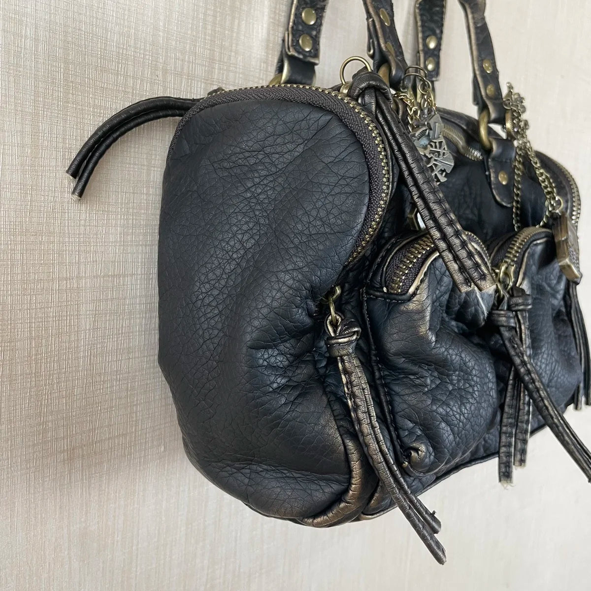Damen-Handtasche Mit Top-Griff Und Reißverschluss Aus PU-Leder In Vintage-Optik Und Viel Stauraum