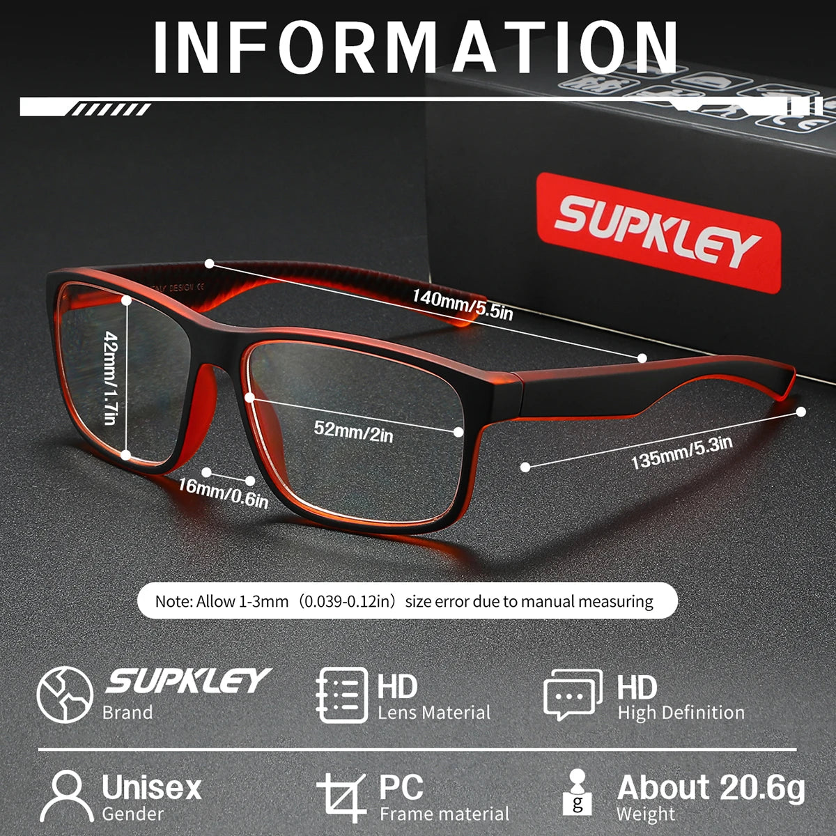Lesebrille mit quadratischem Rahmen