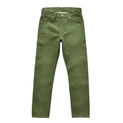 Herren Jeans in Vulkanisiertem Olivgrün mit Slim Fit und Reißverschluss