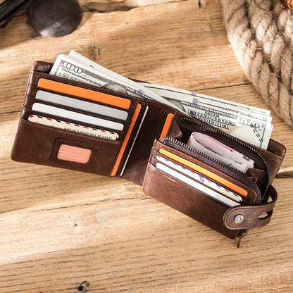 Herren Echtleder Geldbörse Bifold Vintage RFID Kartenhalter Geldclip Münzfach Reise