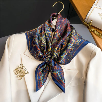 Damen Seidenschal Blumenprint quadratisch Halstuch Hijab Bandana Frühling