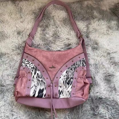 Damen-Schultertasche aus PU Vintage-Look mit Mehrfachfächern und Großem Hauptfach für Alltagsbedarf