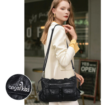 Damen-Schultertasche Mit Mehrfachtaschen Und Handyfach Im Vintage-Stil Alltagsbegleiter